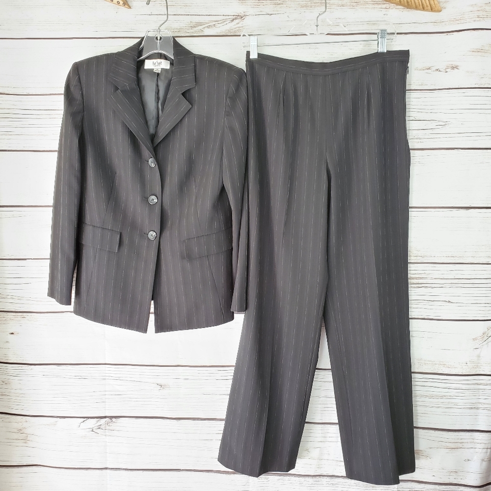 Le Suit Petite | Pin Striped Blazer Pantsuit